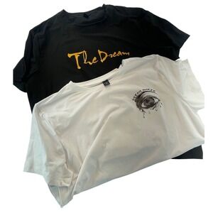 2 for 1 Manfinity XL Mens T-Shirt Graphic Print The Dream Short Sleeve Blk/White